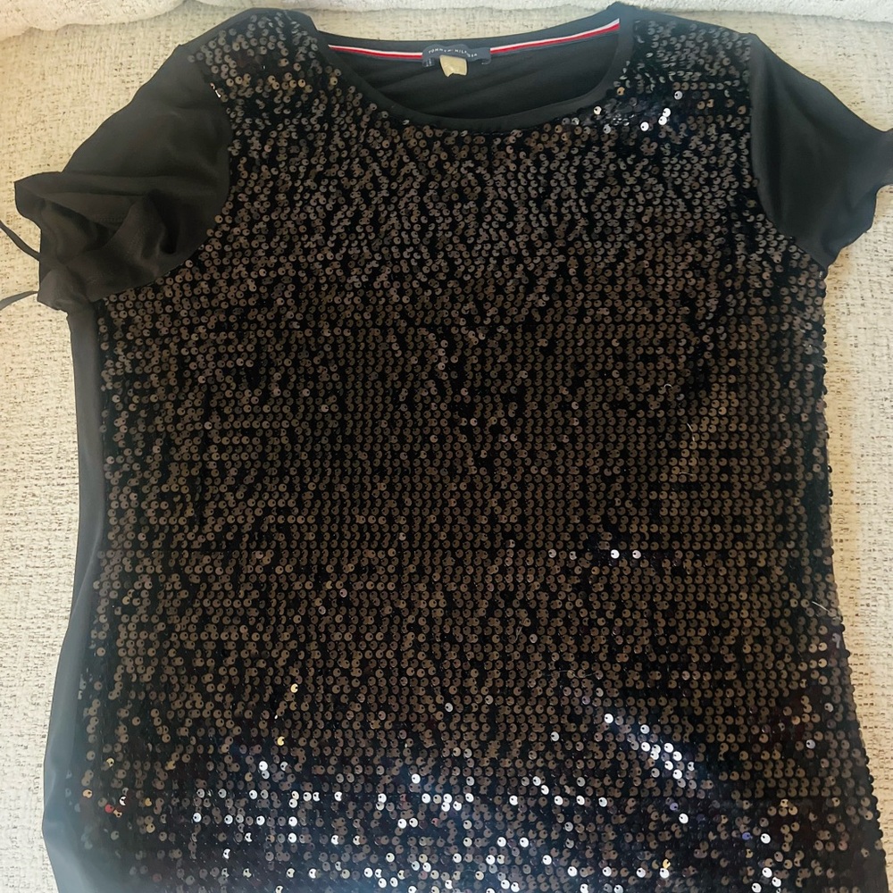 Tommy Hilfiger Black Sequin Blouse